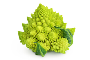 Romanesco broccoli cabbage or Roman Cauliflower isolated on white background with clipping path and...