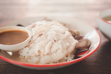 Thai gourmet steamed chicken with rice.