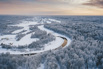 The unknown and untouched Russian north river in winter