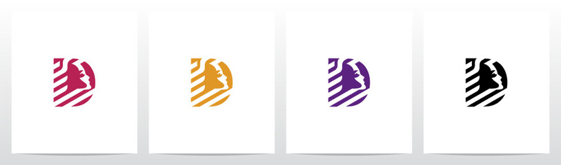 Face And Diagonal Lines On Letter Logo Design D