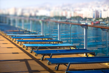 Cruise ship chairs on  upper deck
