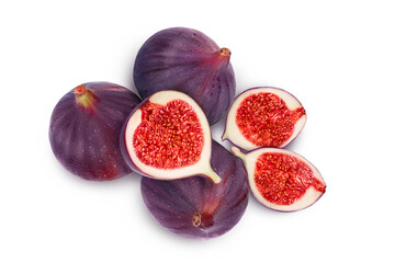 fig fruits isolated on white background with clipping path. Top view. Flat lay
