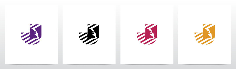 Face And Diagonal Lines On Letter Logo Design J