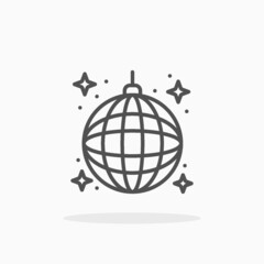 Disco Ball icon. Outline style. Editable Stroke and pixel perfect. Vector illustration. Enjoy this icon for your project.