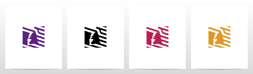 Face And Diagonal Lines On Letter Logo Design N