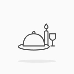 Dinner icon. Outline style. Editable Stroke and pixel perfect. Vector illustration. Enjoy this icon for your project.
