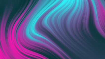 Fluid vibrant gradient of pink fuchsia green turquoise blue colors with smooth movement in the frame turning waves with copy space. Abstract lines background concept