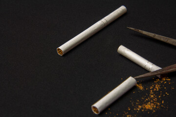 Cutting a cigarette. Smoking cessation. Healthy Lifestyle