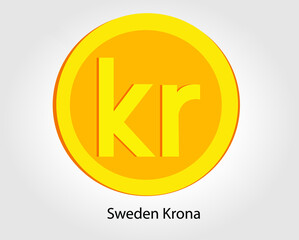 Obraz premium Sweden krona golden vector illustration. Sweden krona money currency
