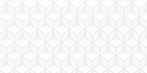 White isometric cube or boxes background frame filling geometrical pattern template