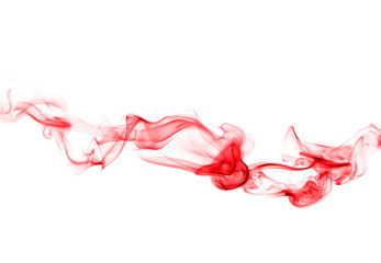 swirling movement of red smoke group, abstract line Isolated on white background	