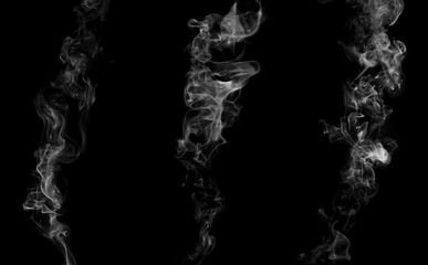 swirling movement of white smoke group, abstract line Isolated on black background	