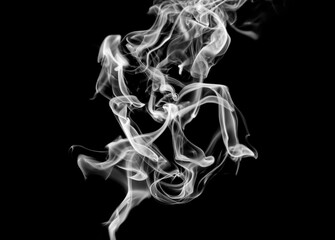 white smoke Isolated on black background	