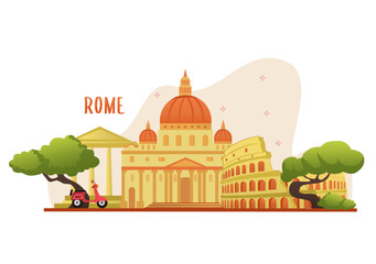 Rome, landmark, vector illustration
