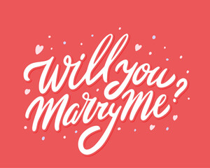 Will you marry me. Vector handwritten lettering. 