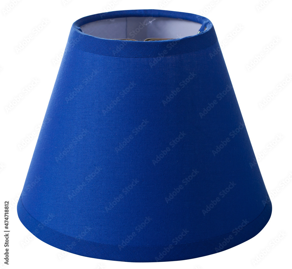 Wall mural classic empire cone bell shaped blue tapered lampshade on a white background isolated close up shot 