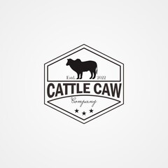 Cow vintage logo farm. simple farm cow logo design