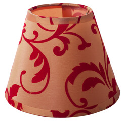 classic empire cone bell shaped orange tapered lampshade with red floral pattern on a white...