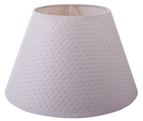 classic empire cone bell shaped white tapered woven lampshade on a white background isolated close up shot 
