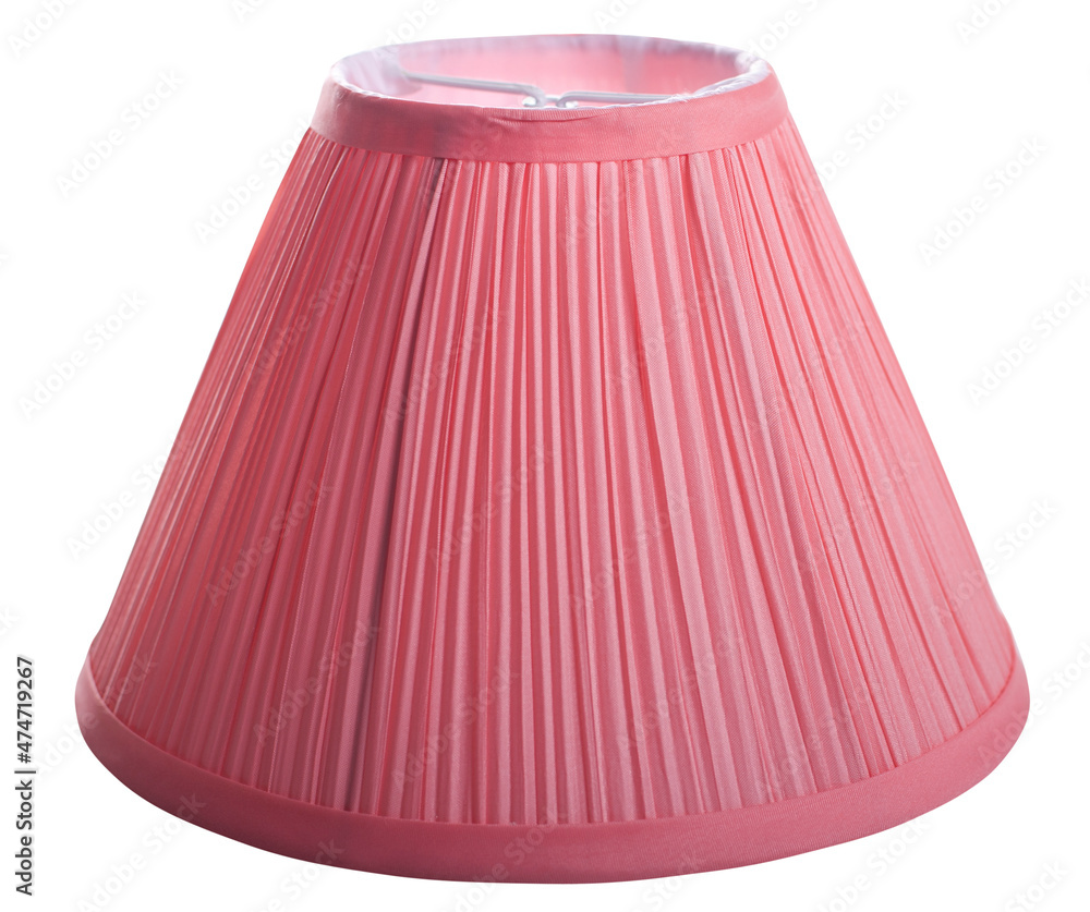 Wall mural classic empire cone bell shaped pale red tapered lampshade on a white background isolated close up shot 