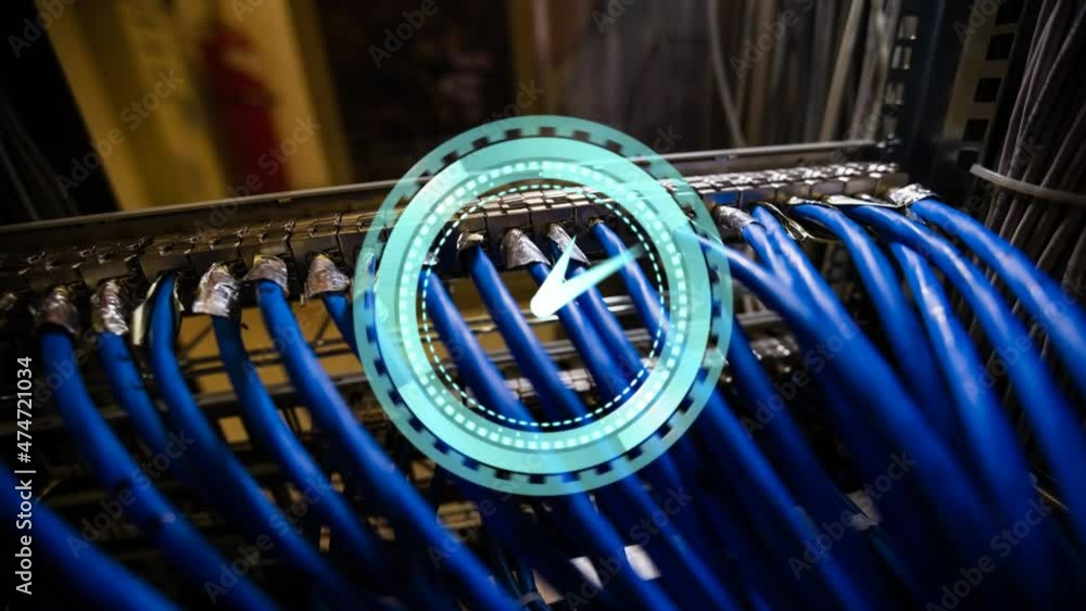Poster animation of clock moving over server room