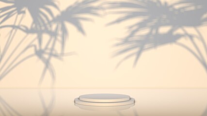Obraz premium 3d podium background. White stone podium in the sunlight for a cosmetic product or packaging on sunny backdrop.