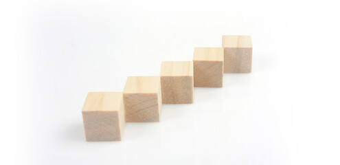 Wooden blocks chart steps with copy space