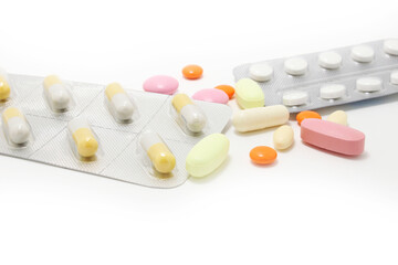 Medical / health-care concept: Colorful isolated pills