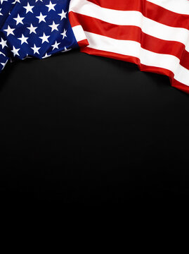 United States flag on black background. Memorial Day, 4th of July, Labour Day, Veteran's Day concept photo