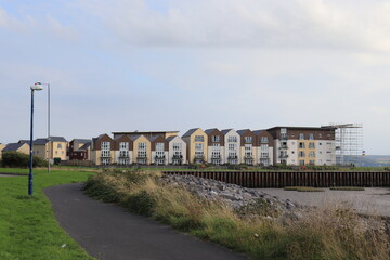 Fototapeta na wymiar View of the coastal houses.
