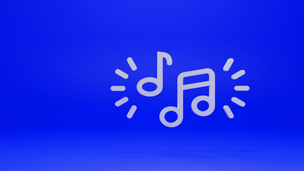 Music note minimal icon Symbol in 3D rendering isolated on blue background