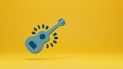 guitar minimal icon Symbol in 3D rendering isolated on yellow background