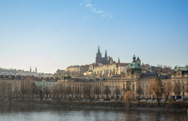 View of Prague Castle and Straka Academy (parliament building)