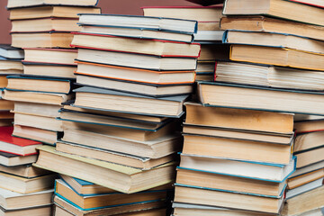 many educational books for college university studies as a background