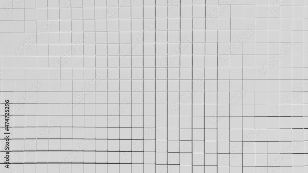 Poster abstract illustration of displaced square tiles. 3d rendering