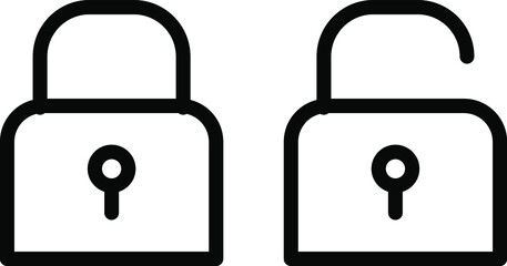Lock outline icon vector closed lock open lock vector image Isolated on white background.