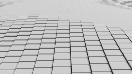 Abstract illustration of displaced square tiles. 3d rendering