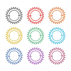 Gear icon isolated on white background, color set