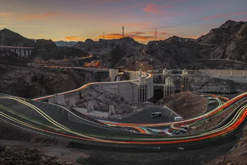 Papier Peint photo Lavable Las Vegas Hoover Dam and traffic