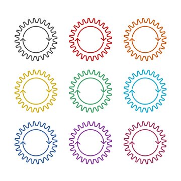 Gear icon isolated on white background, color set