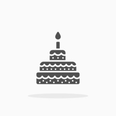 Cake party icon. Solid or glyph style. Vector illustration. Enjoy this icon for your project.