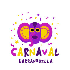 Barranquilla Carnival Poster. Carnival party masquerade template for your design. Vector illustration