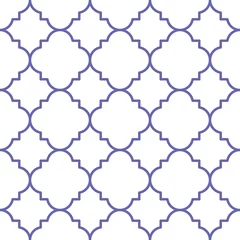 Wall murals Very peri Color of year 2022 very peri quatrefoil seamless pattern. Abstract geometric arabic pattern. Simple violet vector seamless design for background, paper, textile, wallpaper. Traditional ornament