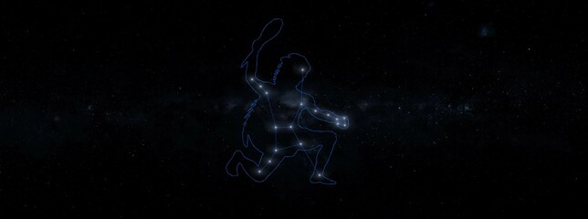 panoramic view of the hercules constellation in the night sky © SN