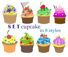 big set of cakes, sponge cakes, homemade pastries with buttercream and various berry decorations for the celebration of the holiday.
Colorful homemade, vanilla biscuits.