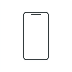 Smartphone line outline style vector illustration, simple mobile phone sketch line art icon isolated on white background.
