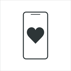 phone icon with heart on white background