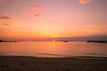 scenery of seascape in sunset at empty and quiet, Koh Yao Yai, Phang Nga, Thailand