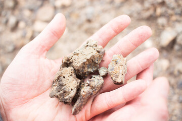 Hands holding rocks