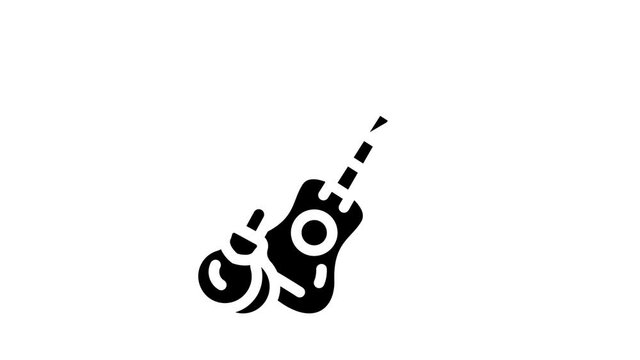 guitar and castanets animated glyph icon guitar and castanets sign. isolated on white background